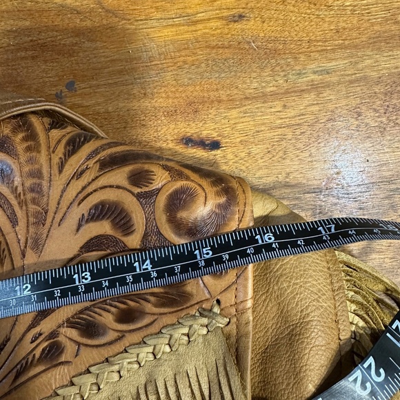 VTG 70's Leather Fringe Motorcycle Jacket Sz Small - Picture 13 of 15